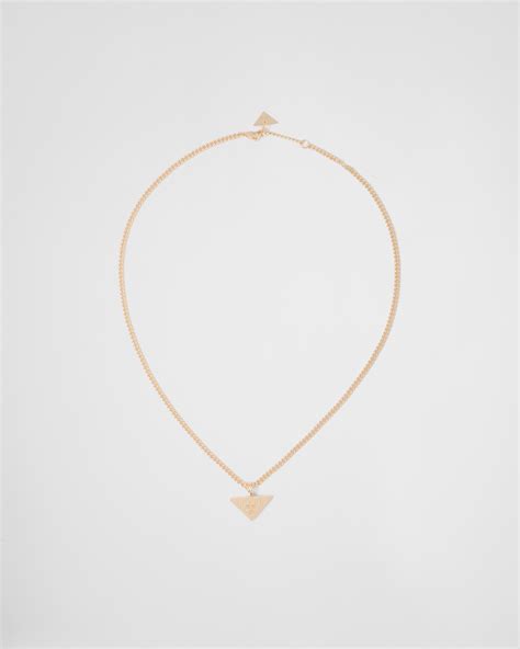 prada triangle necklace gold|necklace with triangle pendant.